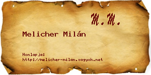 Melicher Milán névjegykártya